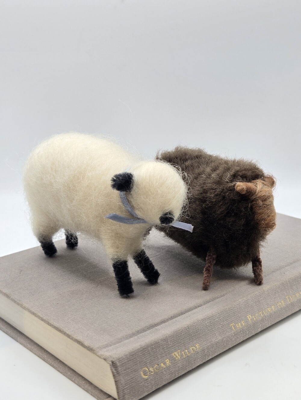Needle Felted Wool Wooly Sheep Decor Ornament Fairy Christmas Nativity Whimsical